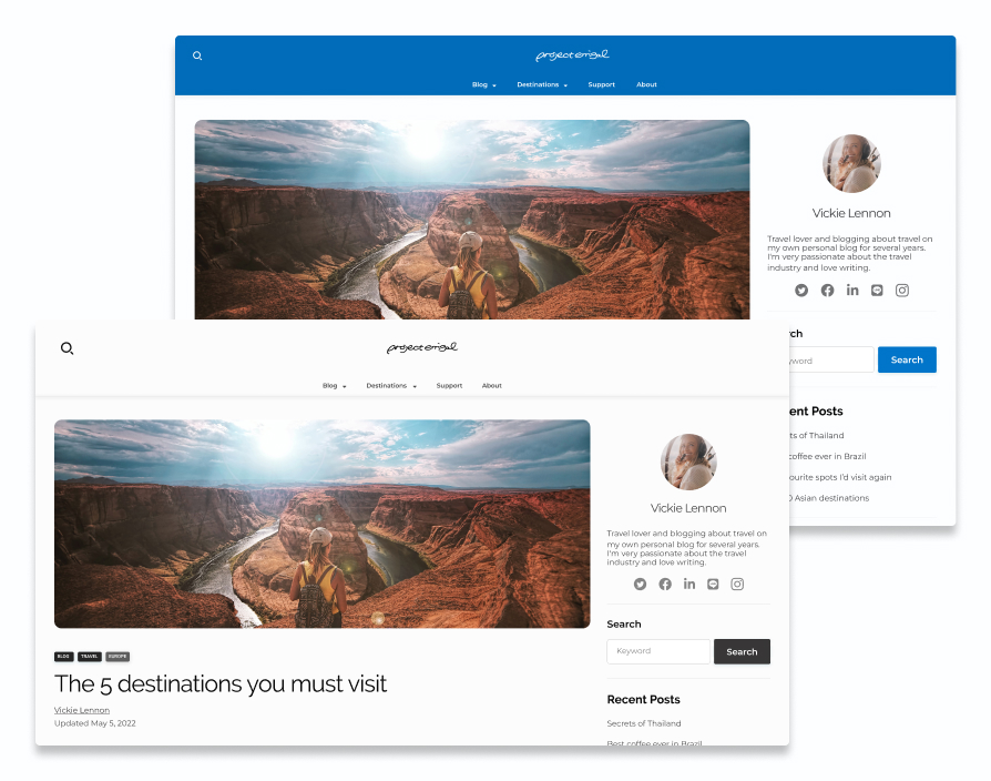 errigal WordPress theme with the built-in styles