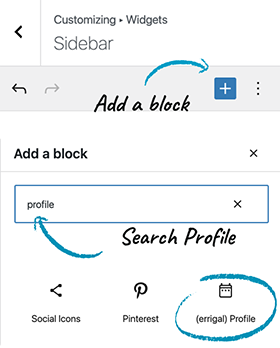 Step 2 - Add (errigal) Profile widget